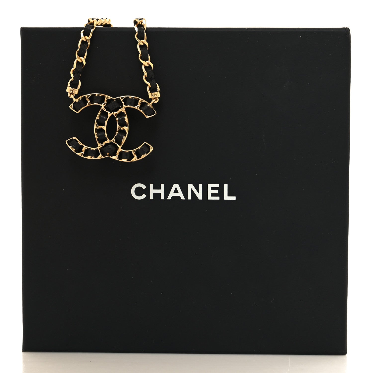 Chanel Metal Lambskin CC Buckle Up Necklace Black Gold 5 of 5