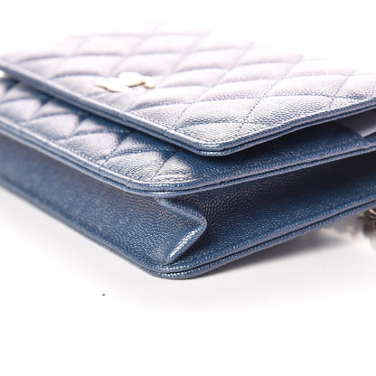 Chanel Iridescent Caviar Quilted Wallet on Chain WOC Dark Blue 6 of 11