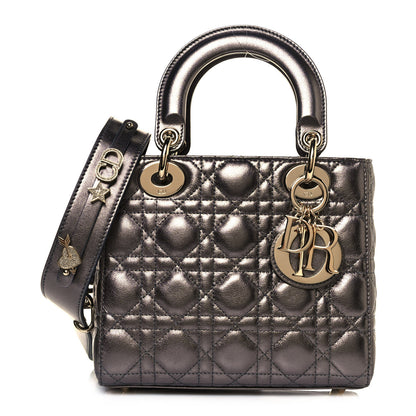 Christian Dior Metallic Grained Calfskin Cannage My ABCDior Lady Dior Gunmetal 1 of 12