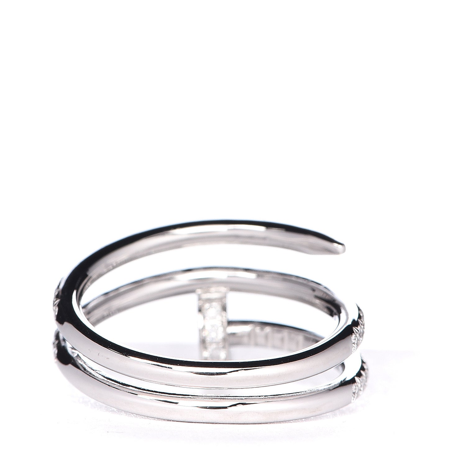 18K White Gold Diamond Double Juste Un Clou Paved Wrap Ring 50 5.25