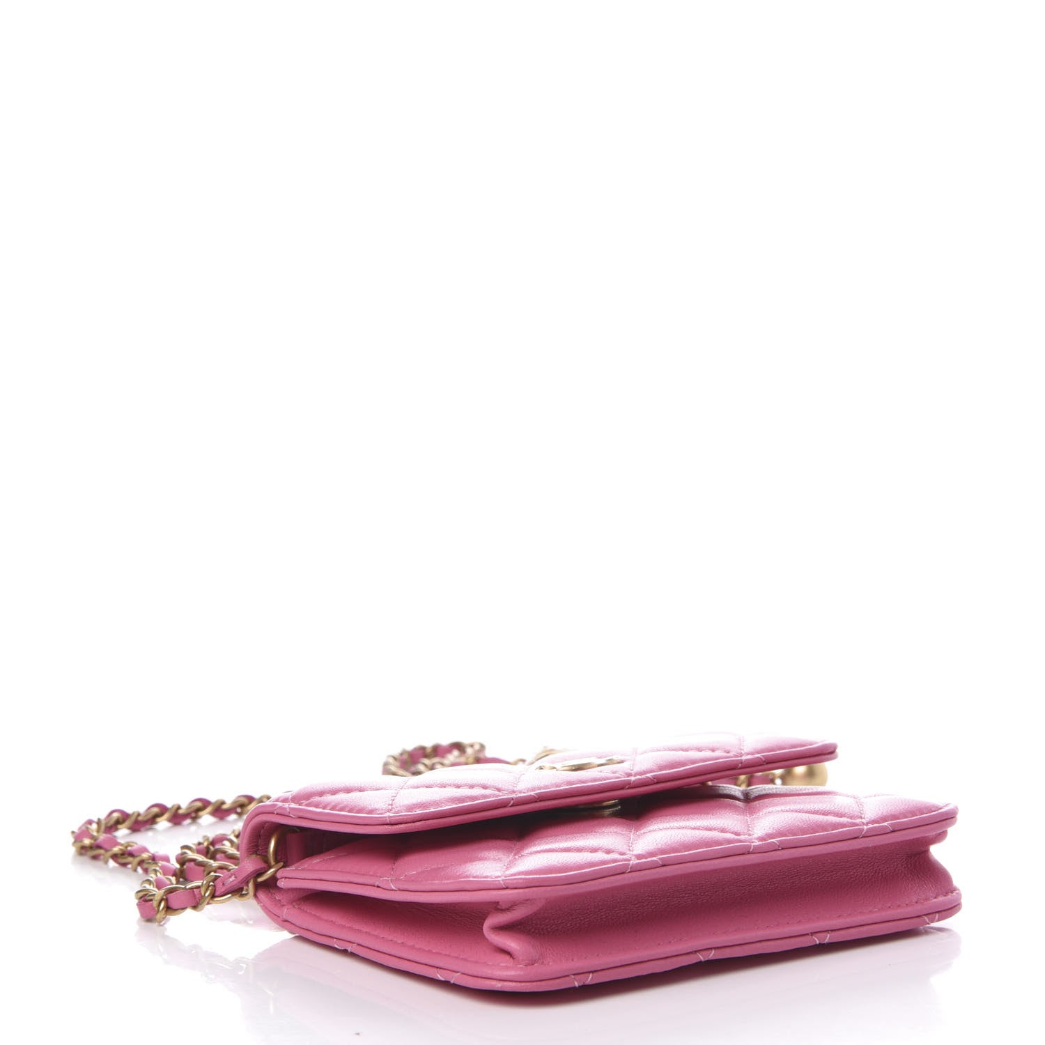 Chanel Lambskin Quilted Pearl Crush Clutch With Chain Pink 5 of 10