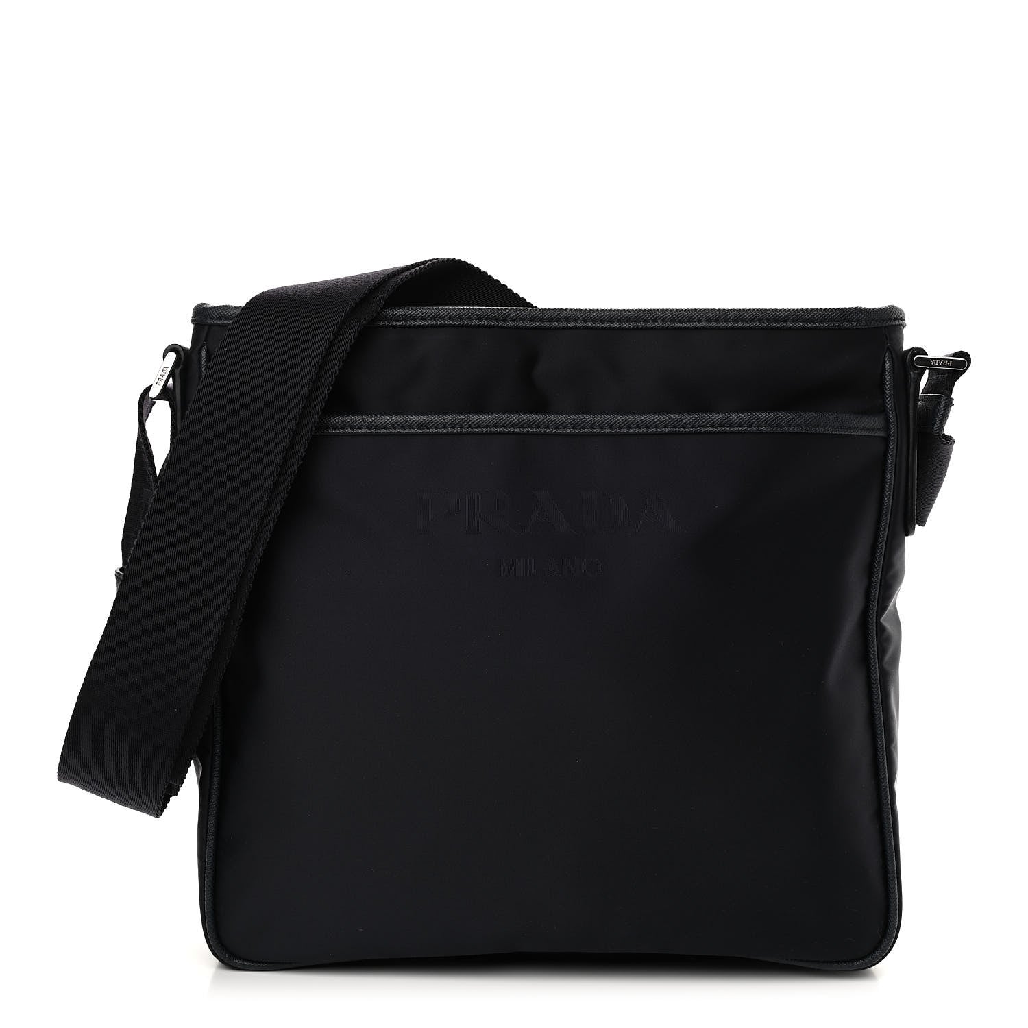 Prada Nylon Saffiano Flat Messenger Bag Black 1 of 11