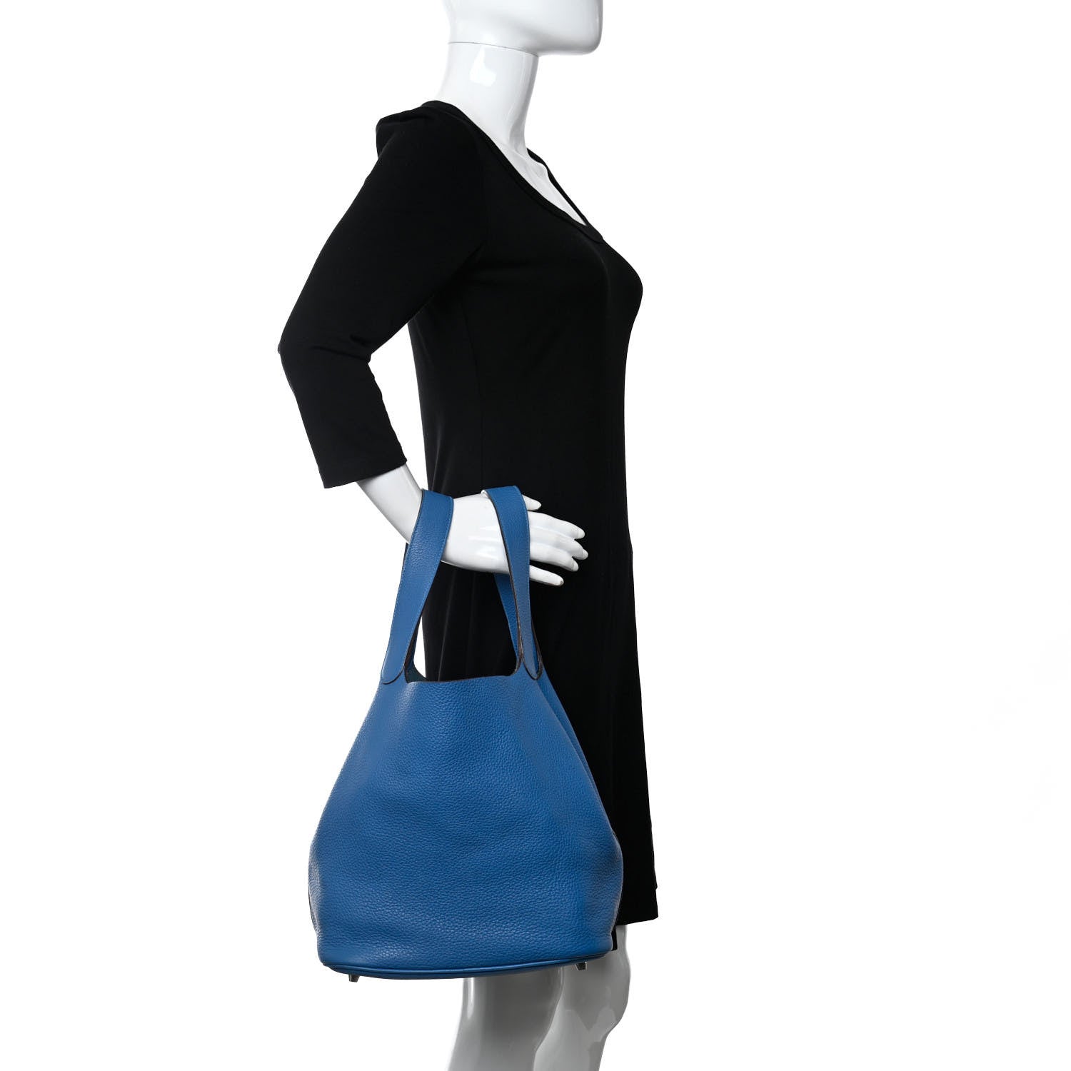 Hermes Taurillon Clemence Picotin Lock 26 GM Bleu France 2 of 11