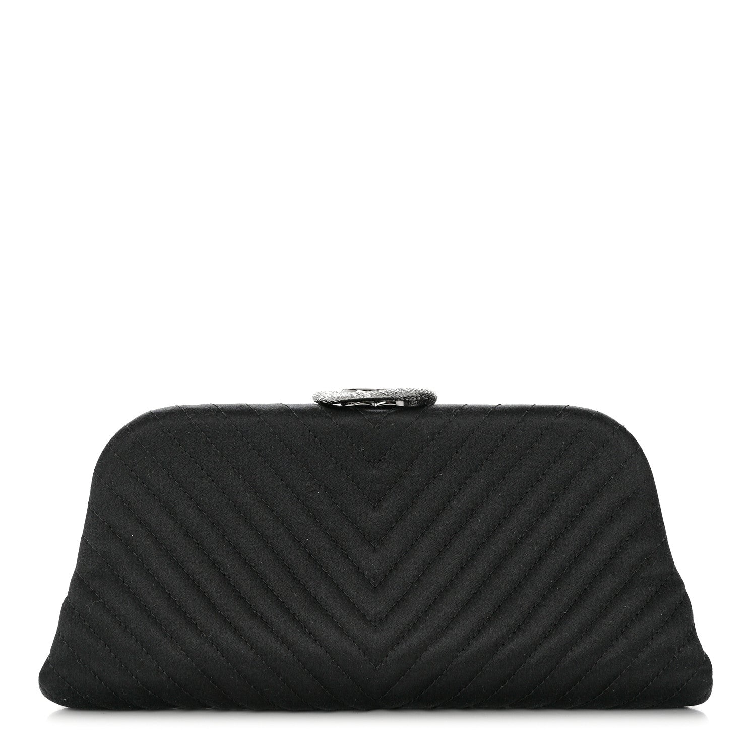 Chanel Satin Chevron Quilted Clutch Black 1 of 8