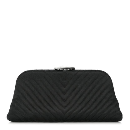 Chanel Satin Chevron Quilted Clutch Black 1 of 8