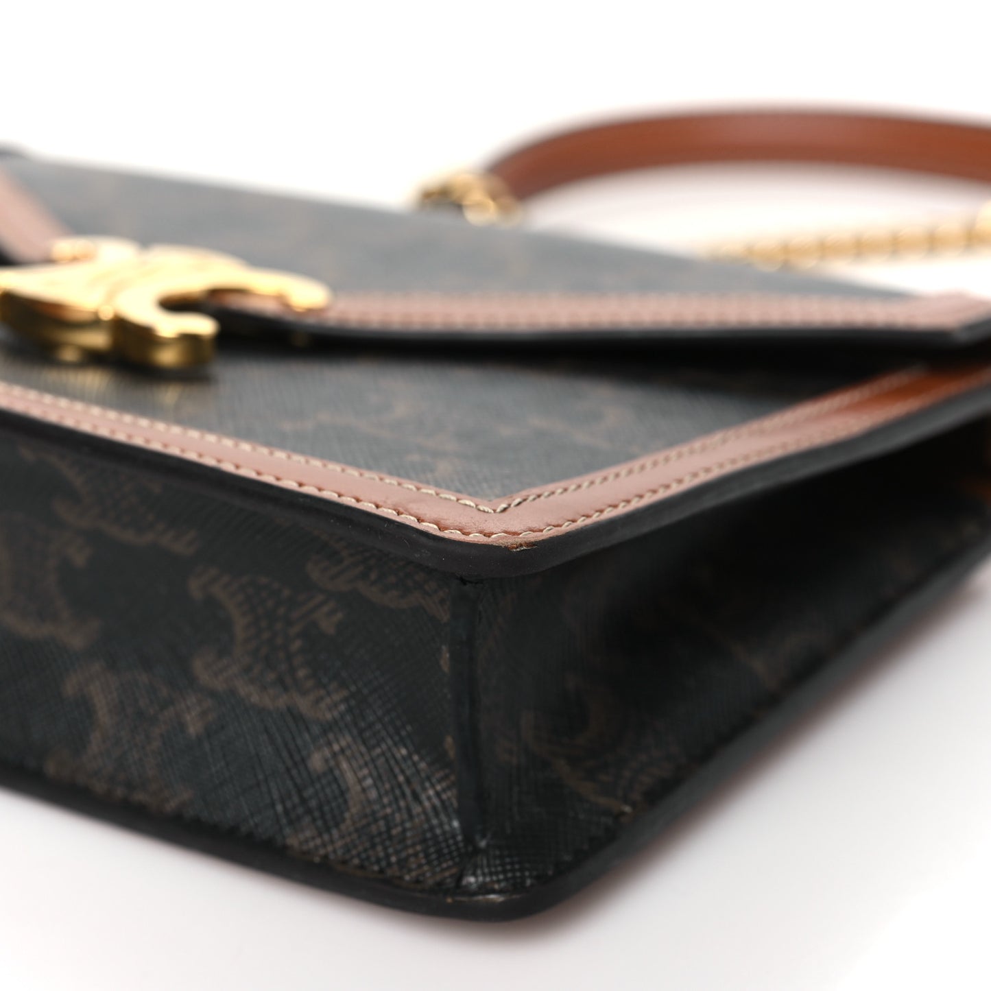 Triomphe Canvas Calfskin Margo Wallet on Chain Tan