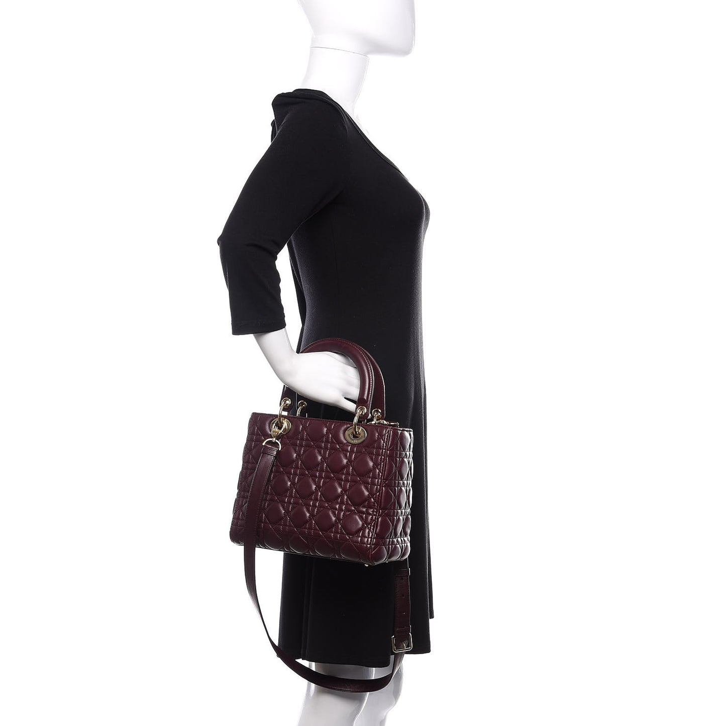 Lambskin Cannage Medium Lady Dior Burgundy