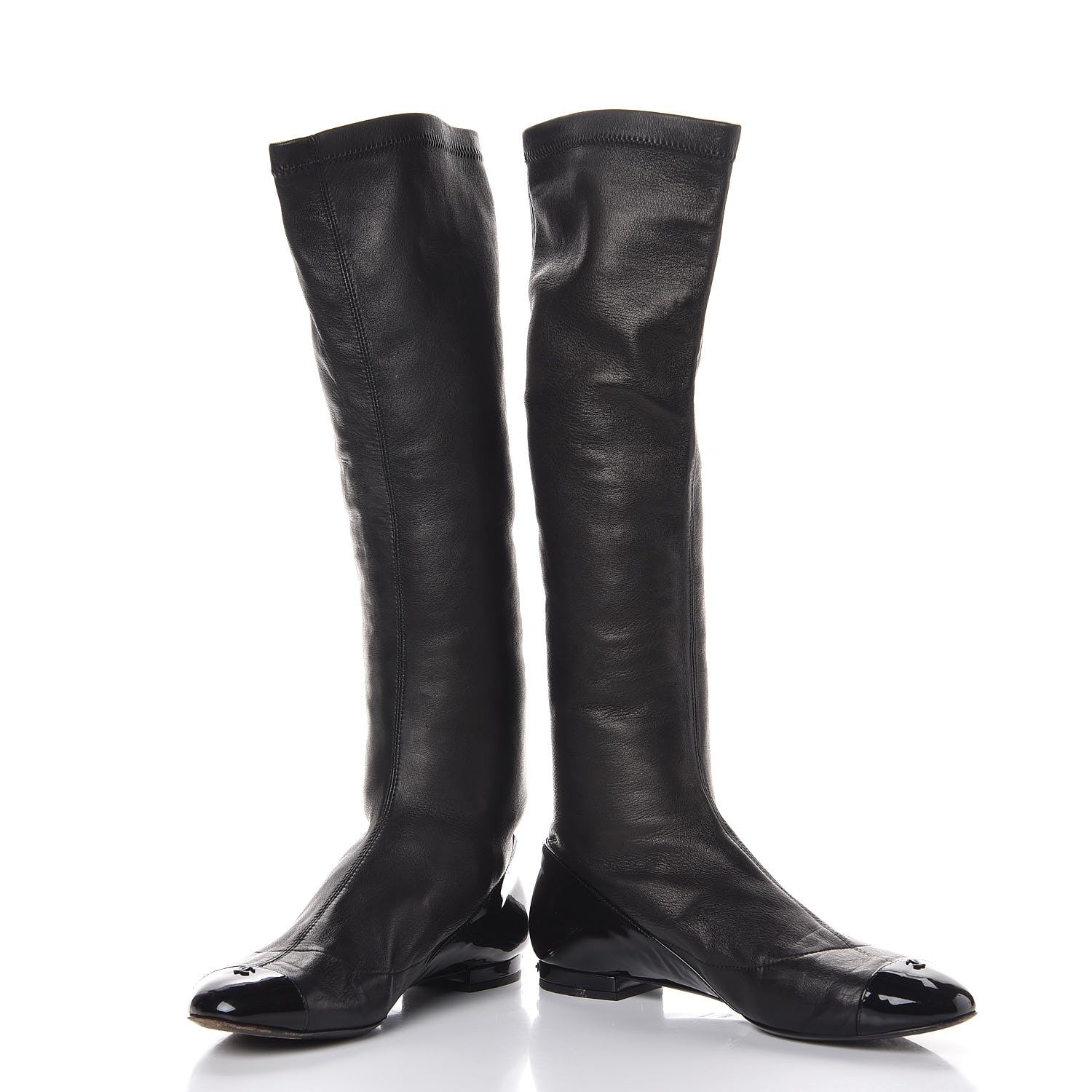 Chanel Lambskin Cap Toe Ballerina High Boots 39.5 Black 6 of 11