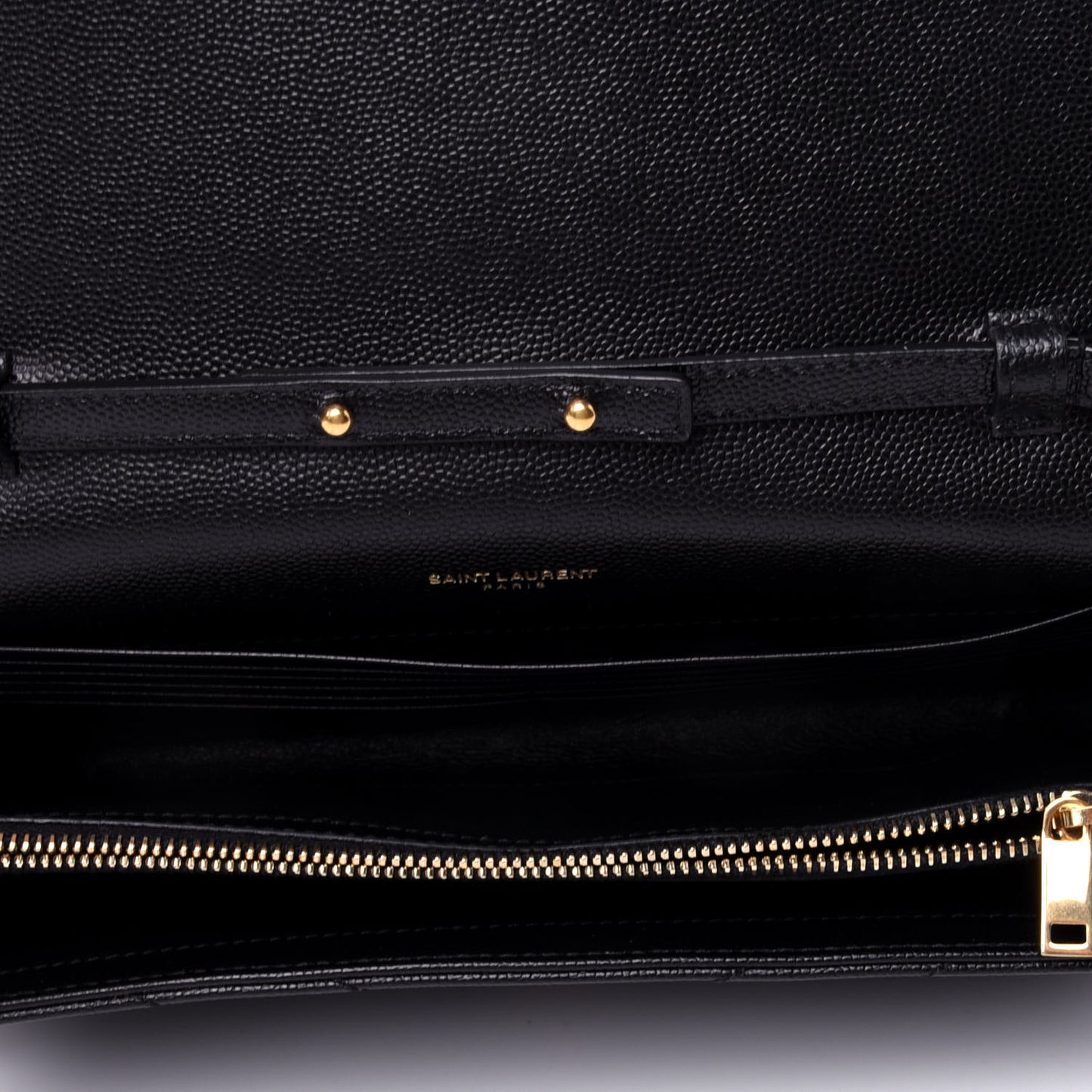 Grain De Poudre Matelasse Chevron Monogram Chain Wallet Black