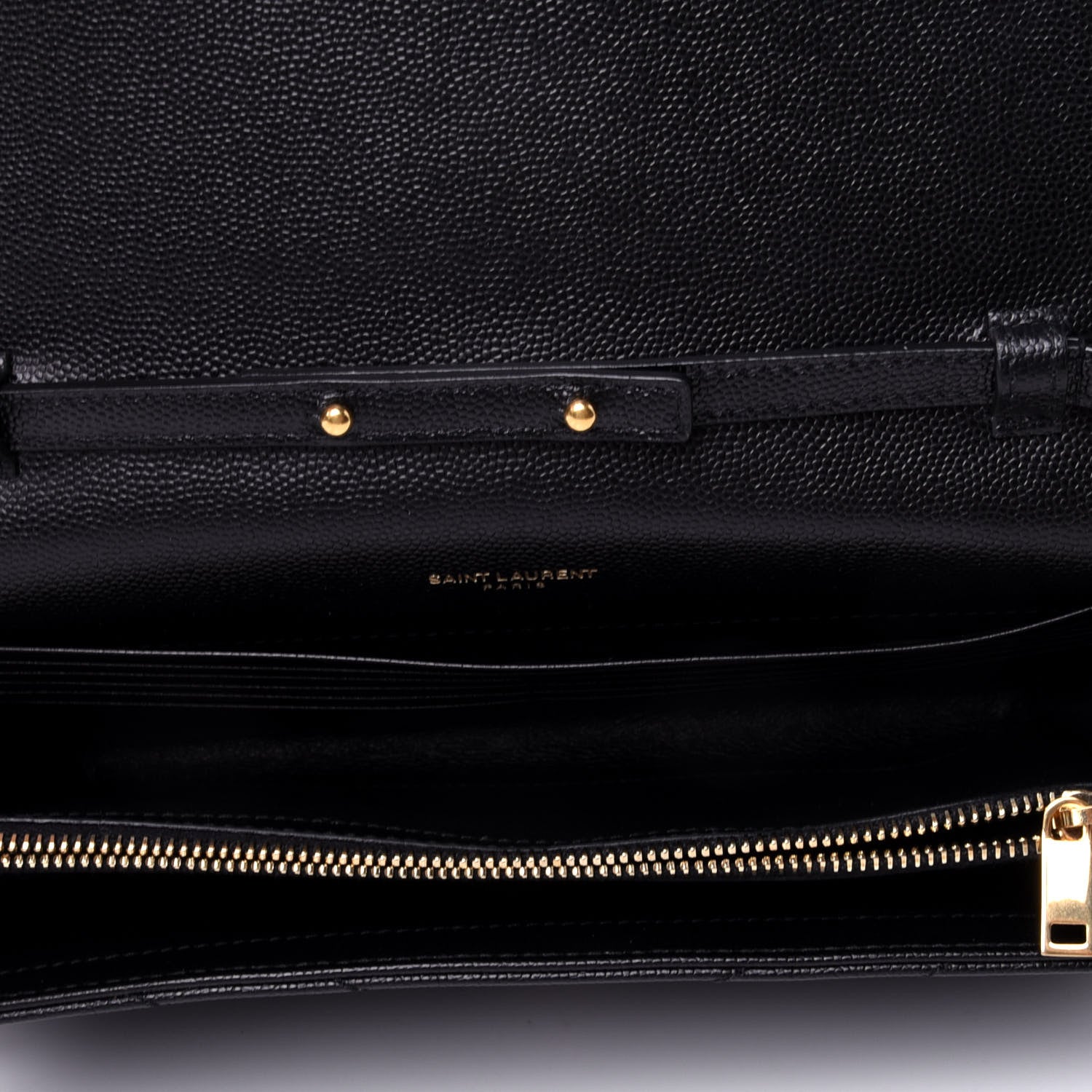Saint Laurent Grain De Poudre Matelasse Chevron Monogram Chain Wallet Black 4 of 4