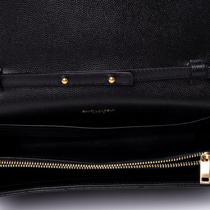 Saint Laurent Grain De Poudre Matelasse Chevron Monogram Chain Wallet Black 4 of 4