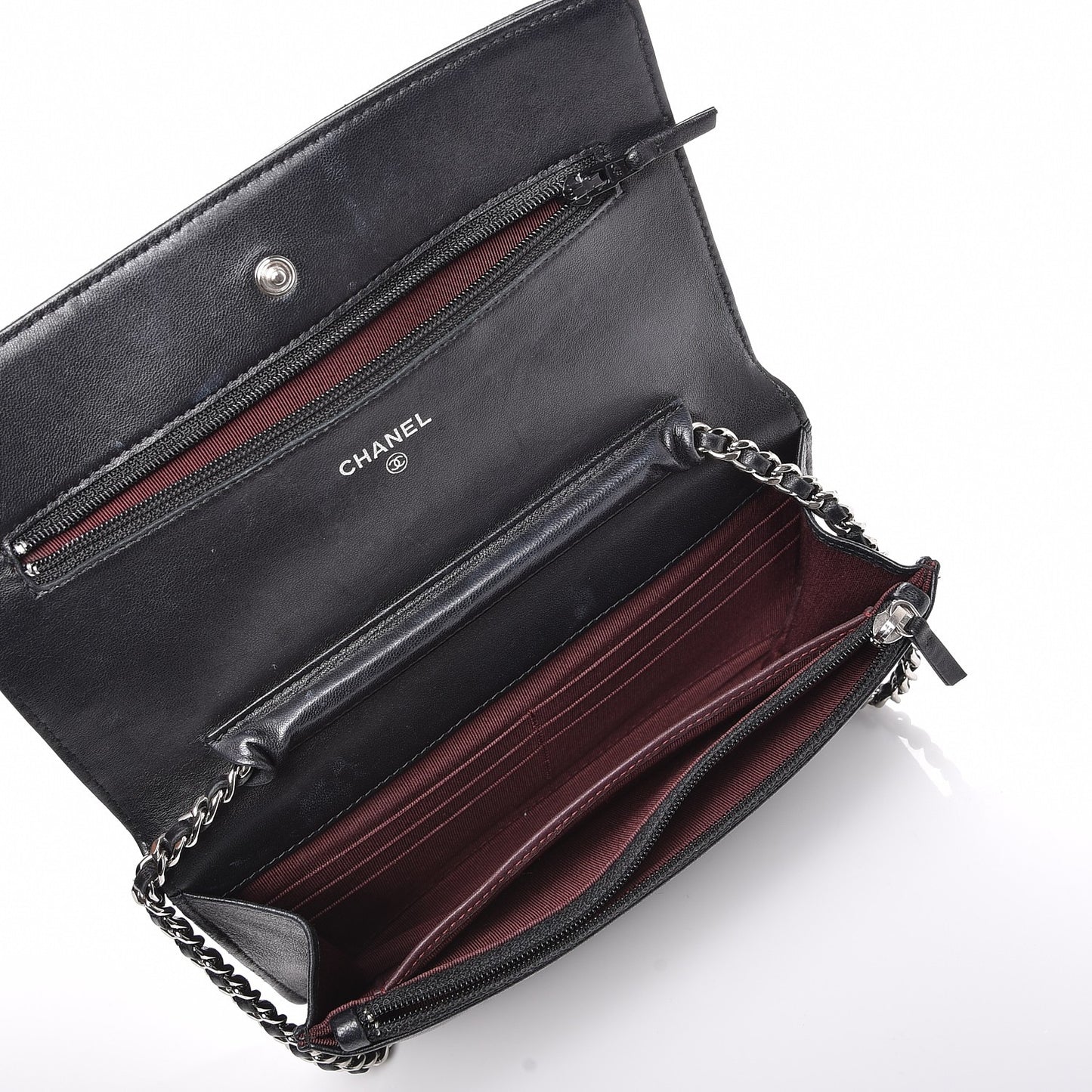 Lambskin Quilted Wallet On Chain WOC Black