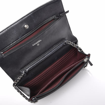 Chanel Lambskin Quilted Wallet On Chain WOC Black 5 of 8
