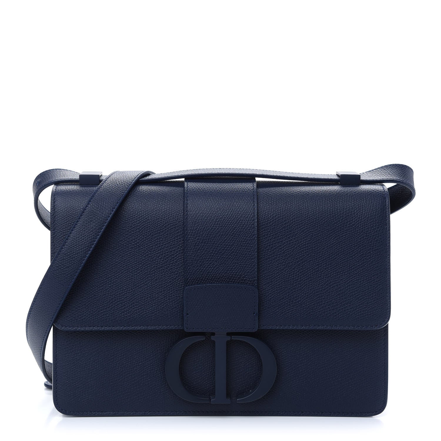Christian Dior Ultra Matte Grained Calfskin 30 Montaigne Flap Bag Navy 1 of 8