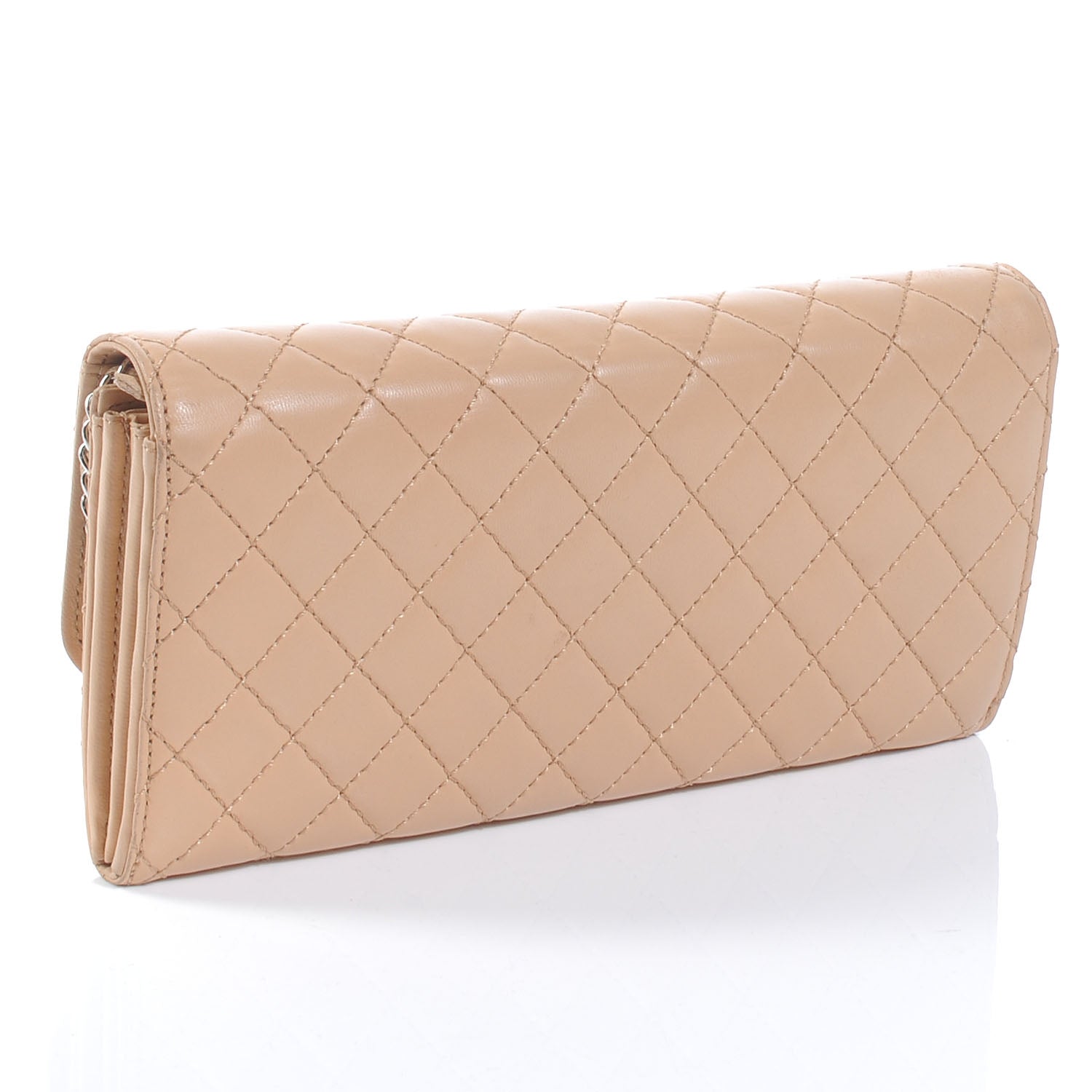 Chanel Lambskin Quilted Clutch Flap Beige 3 of 10