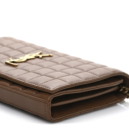 Saint Laurent Lambskin Carre Quilted Cassandre Chain Wallet Brown 11 of 11