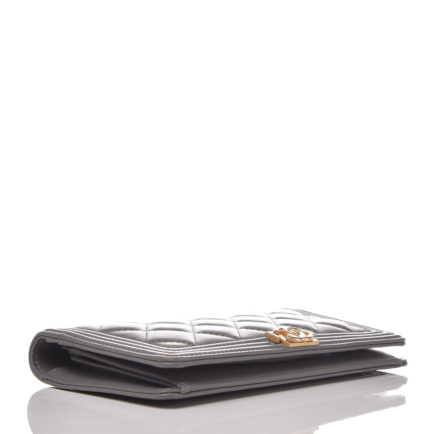 Lambskin Quilted Boy Yen Wallet Grey
