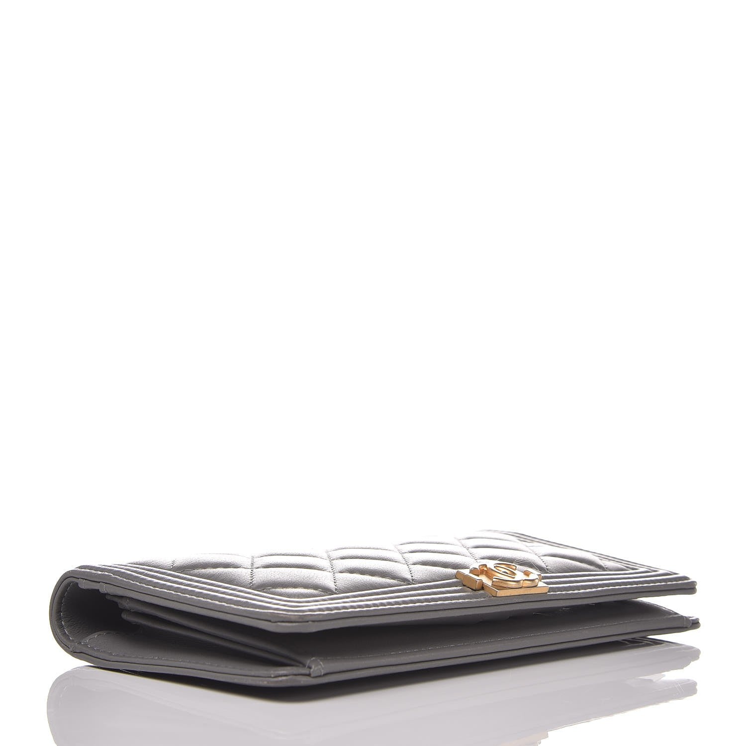 Chanel Lambskin Quilted Boy Yen Wallet Grey 4 of 8
