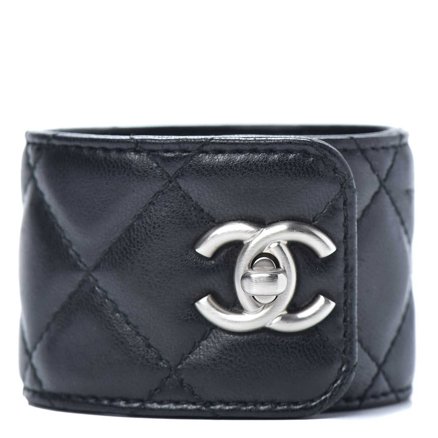 Lambskin Quilted CC Turnlock Cuff L Black