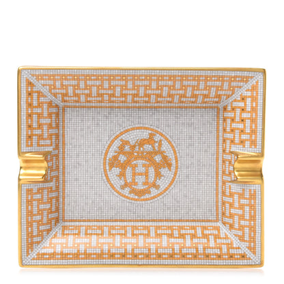 Hermes Porcelain Mosaique Au 24 Gold Ashtray 1 of 7