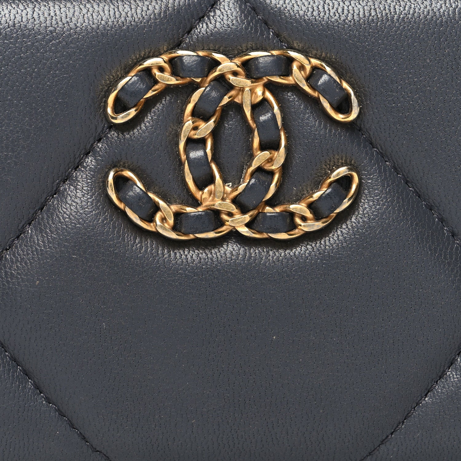 Chanel Lambskin Quilted Chanel 19 Zip Around Coin Purse Wallet Dark Grey 8 of 9