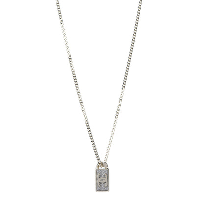 Chanel Crystal Dog Tag Charm Necklace Gold 1 of 4