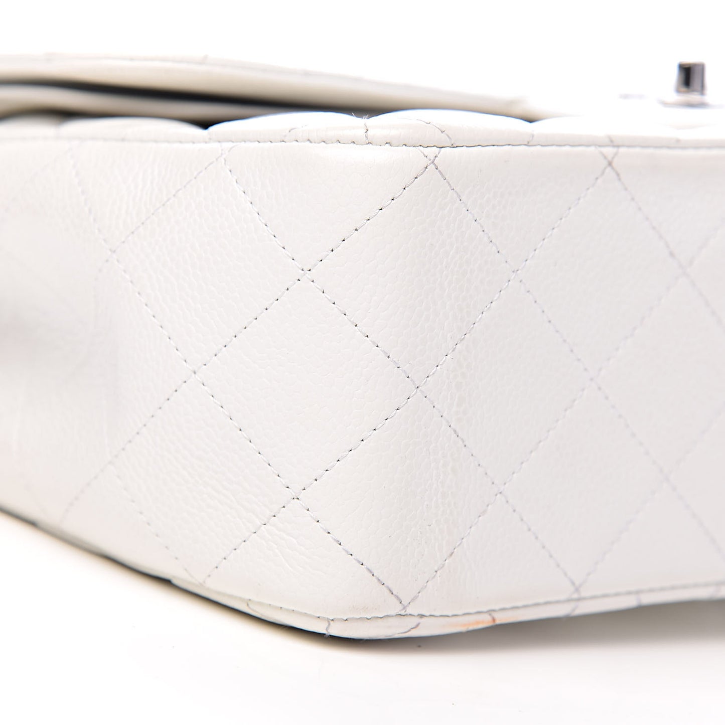 Caviar Quilted Jumbo Double Flap White