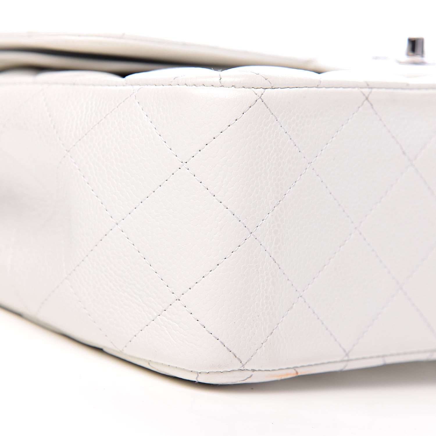 Chanel Caviar Quilted Jumbo Double Flap White 14 of 19