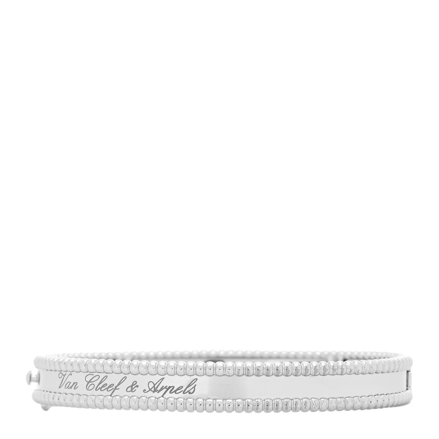 Van Cleef & Arpels 18K White Gold Perlee Signature Bangle Bracelet M 3 of 5