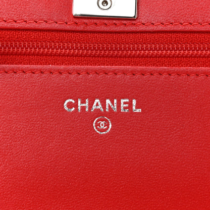Chanel Lambskin Quilted Trendy CC Wallet On Chain WOC Red 9 of 12