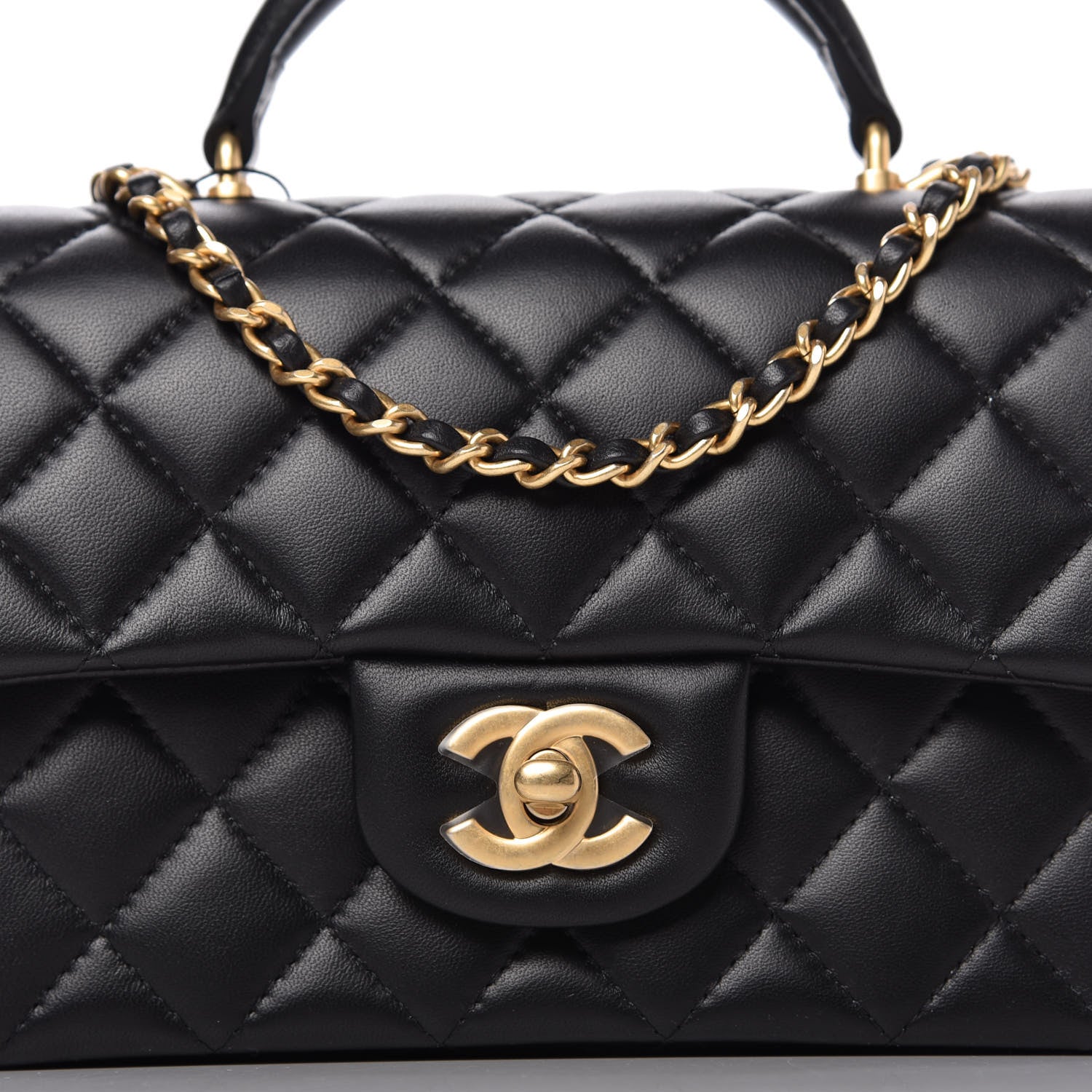 Chanel Lambskin Quilted Mini Top Handle Rectangular Flap Black 10 of 10