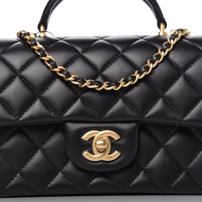 Chanel Lambskin Quilted Mini Top Handle Rectangular Flap Black 10 of 10