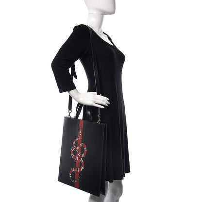 Gucci Calfskin Kingsnake Print Vertical Tote Black 2 of 13
