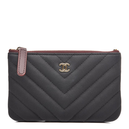 Chanel Caviar Chevron Quilted Small Cosmetic Case Black 1 of 10