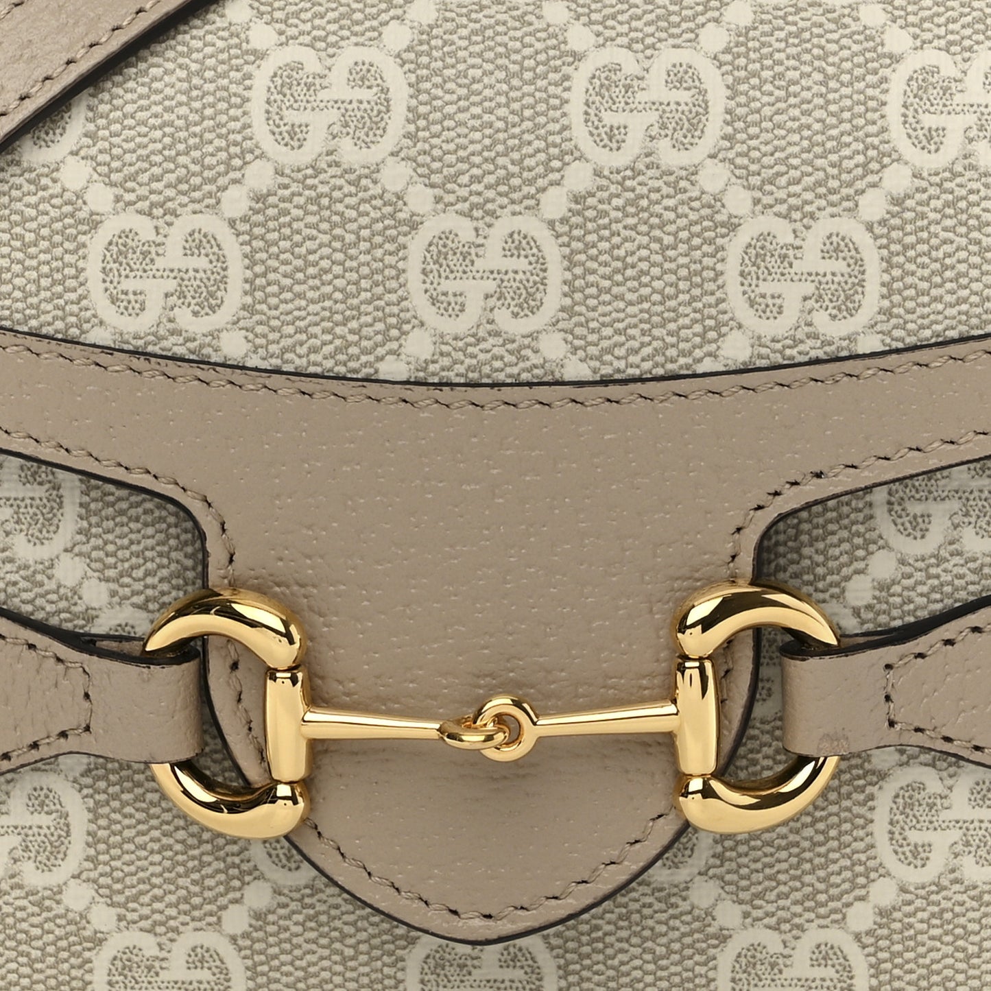 GG Supreme Monogram Textured Dollar Calfskin Mini Horsebit 1955 Shoulder Bag Beige Mystic White Oatmeal