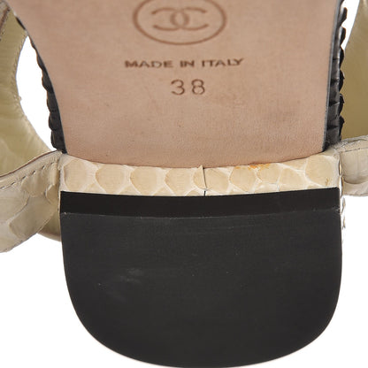 Chanel Python CC Thong Sandals 38 Beige Clair 13 of 13
