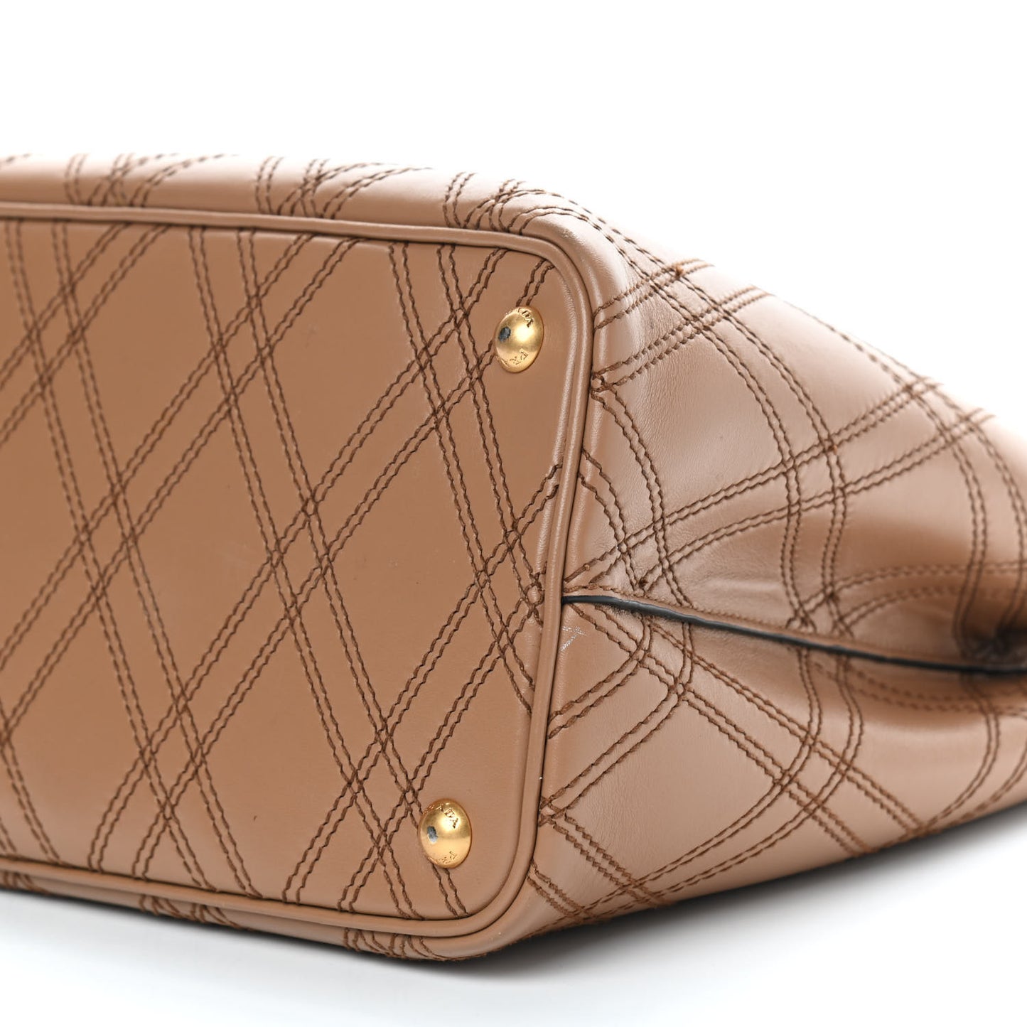 City Calf Quilted Double Bag Caramel