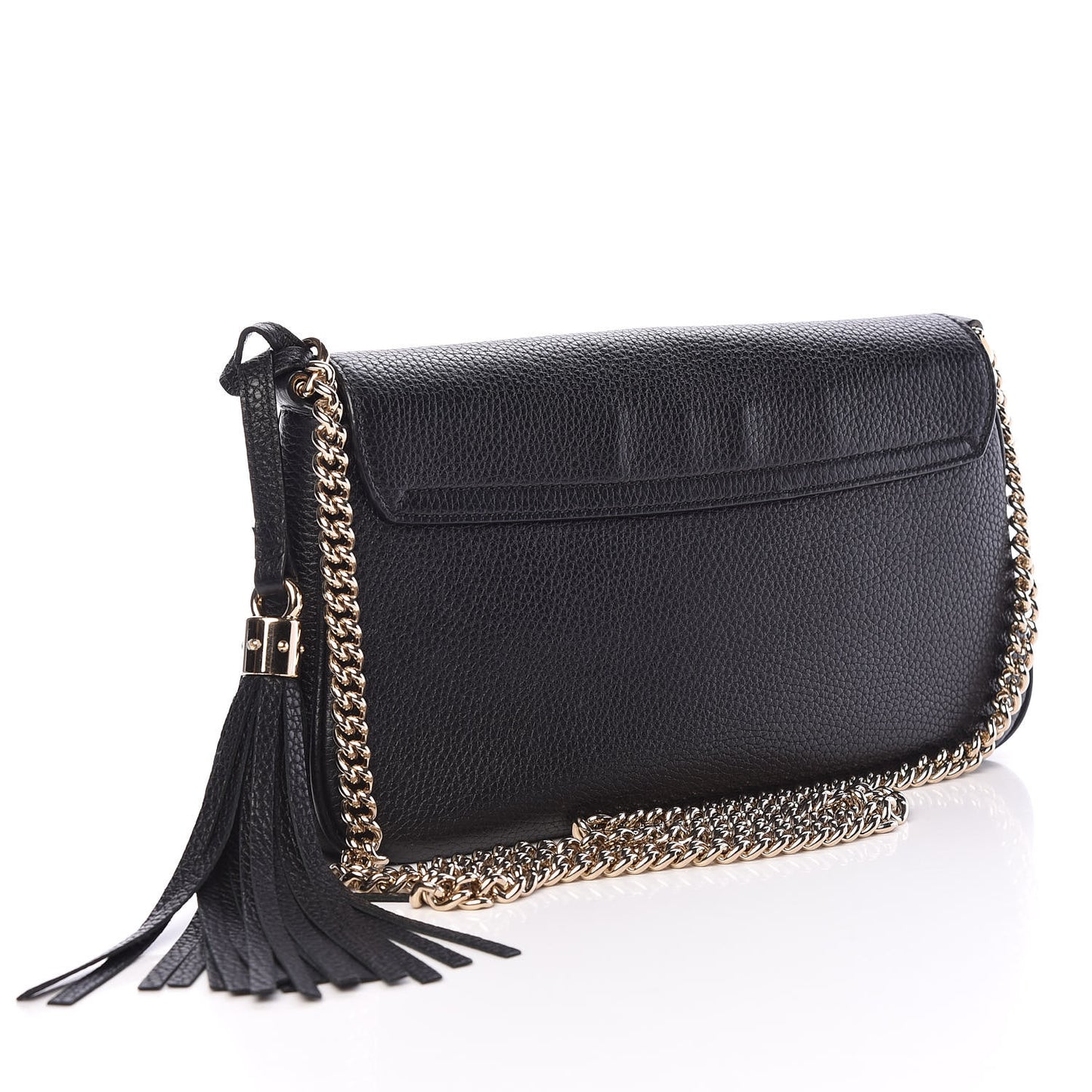 Pebbled Calfskin Medium Soho Flap Crossbody Black