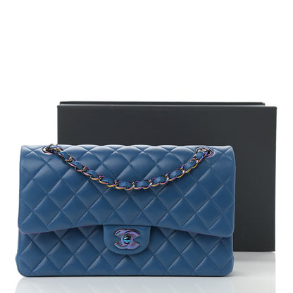 Chanel Lambskin Quilted Medium Double Flap Blue Pink 15 of 15