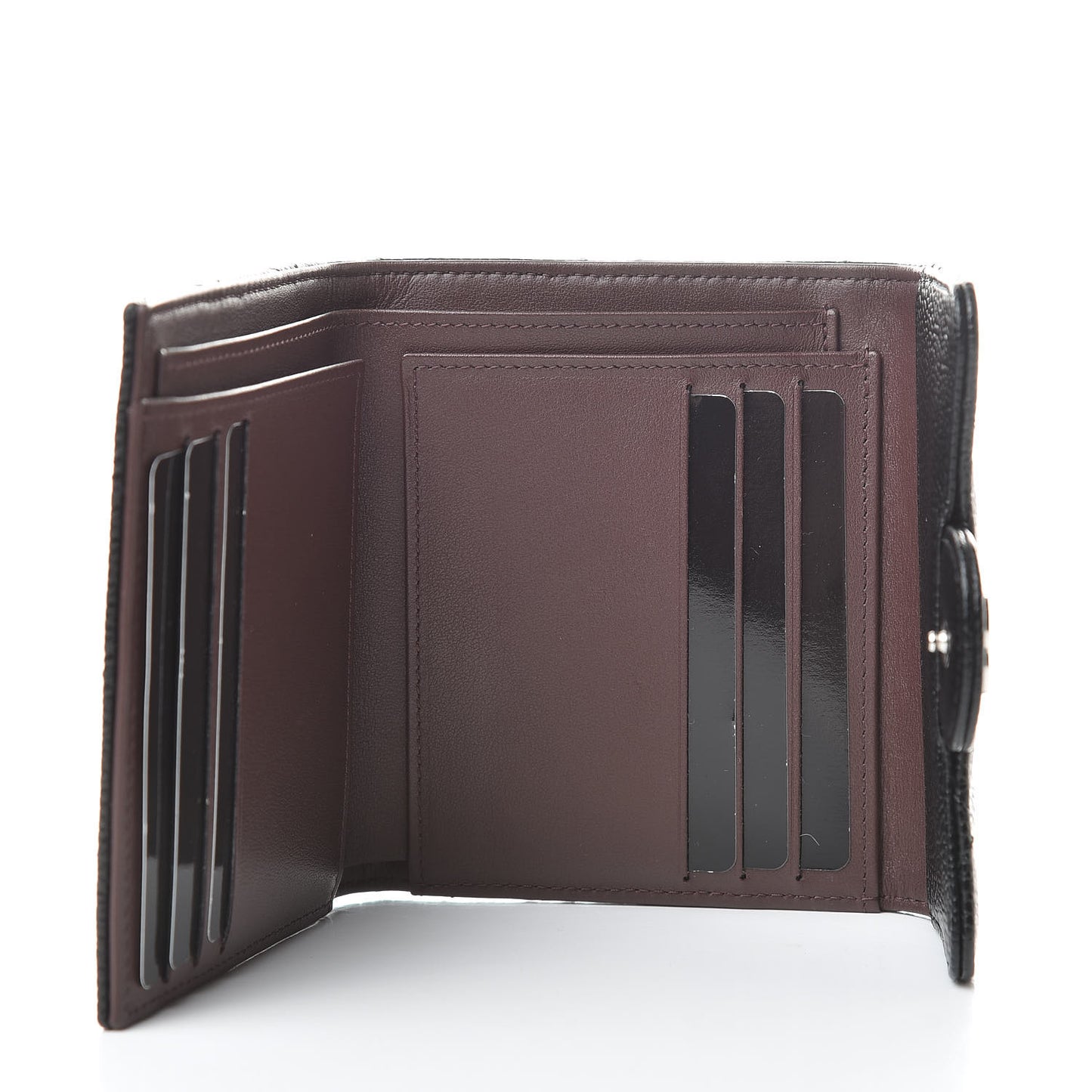 Caviar Quilted Compact Flap Wallet Black