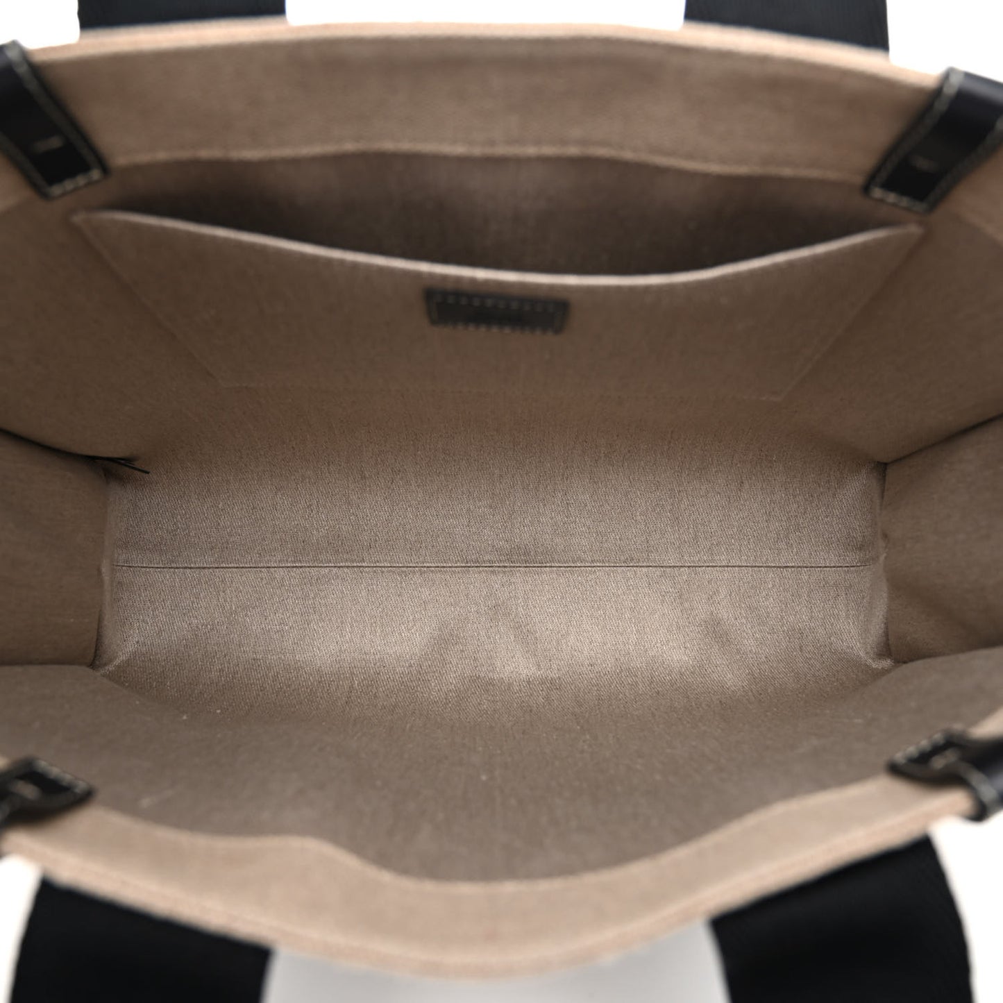 Linen Calfskin Large Woody Ribbon Tote Black Blue