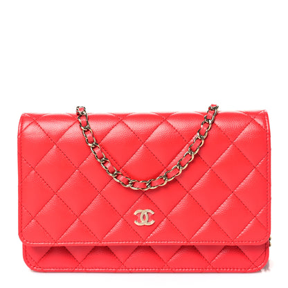 Chanel Caviar Quilted Wallet on Chain WOC Red 1 of 12