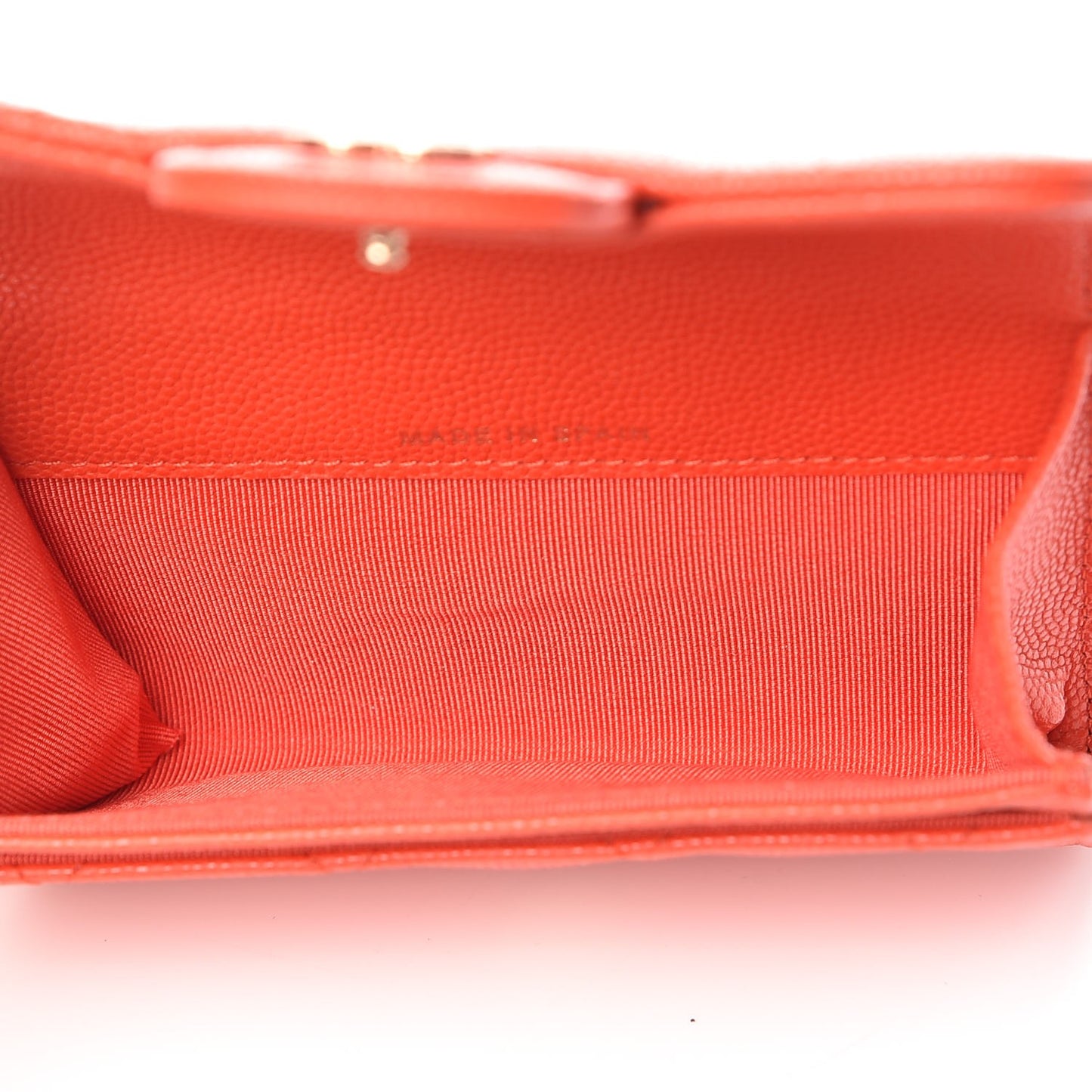 Caviar Quilted Card Holder Orange