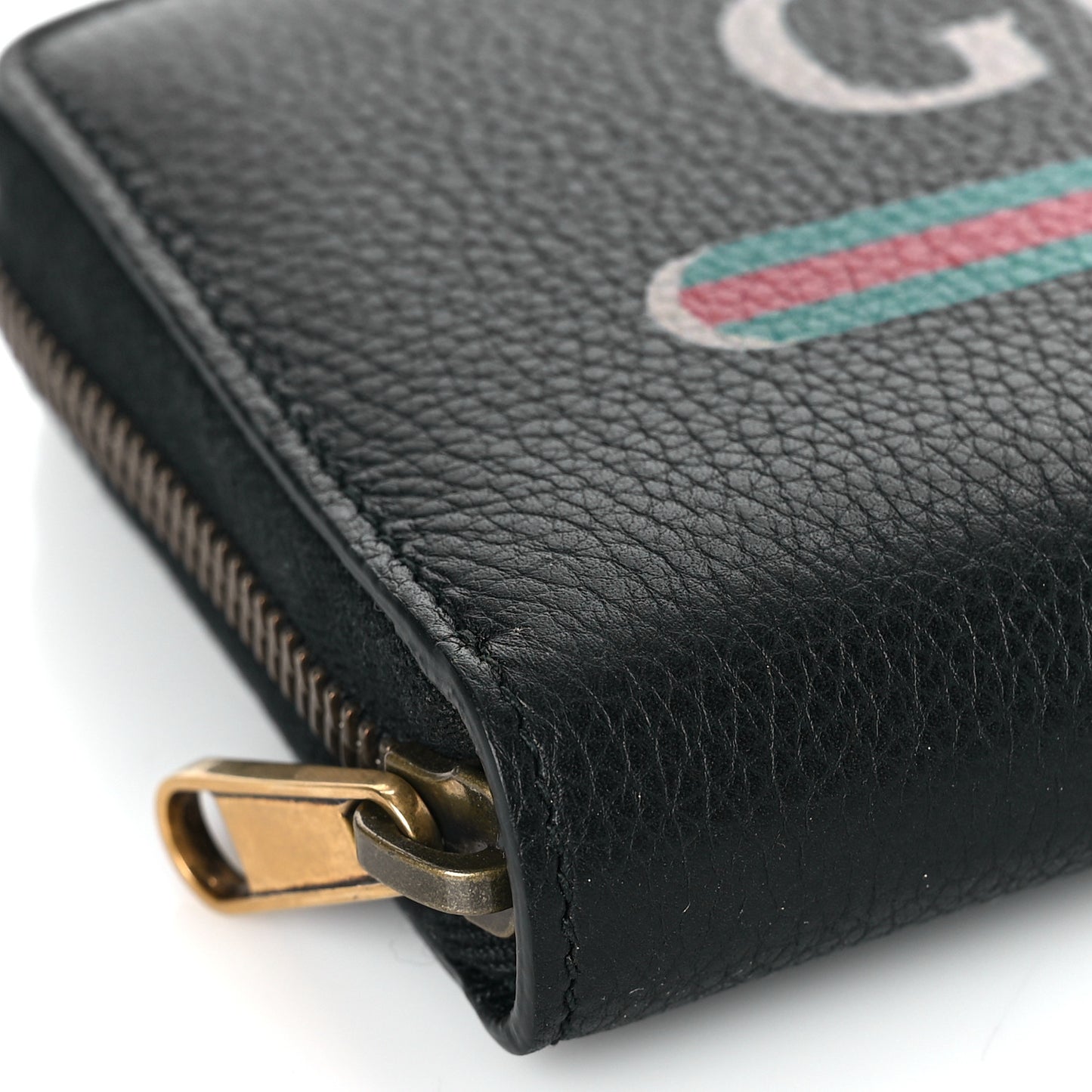 Calfskin Logo Zip Around Wallet Black