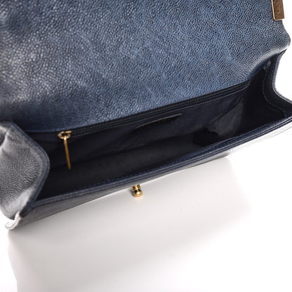 Chanel Caviar Quilted New Medium Boy Flap Dark Navy Blue 5 of 13