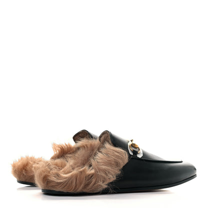 Gucci Calfskin Fur Womens Princetown Slippers 39 Black 4 of 8