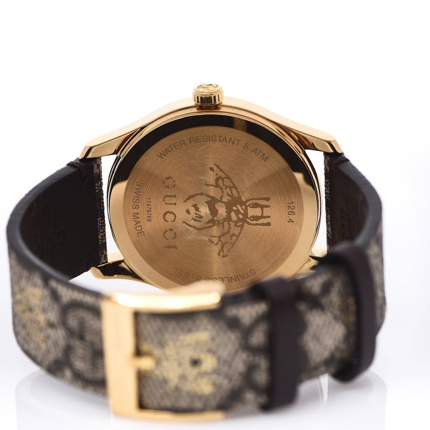 Gucci Stainless Steel Canvas 38mm G-Timeless GG Supreme Bee Quartz Watch Brown 4 of 5