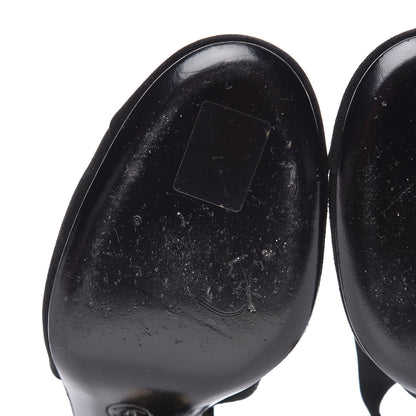 Chanel Suede Cap Toe CC Slingback Pumps 40 Black 11 of 12