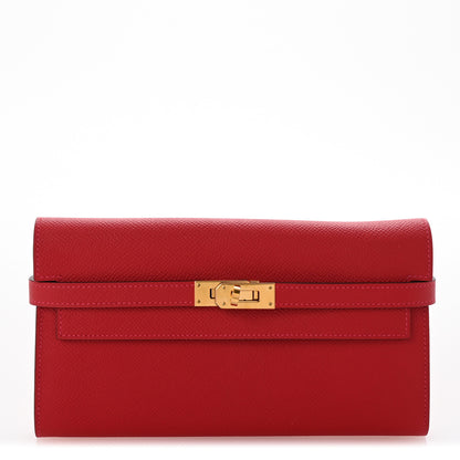 Hermes Epsom Kelly Longue Wallet Rouge Casaque 1 of 8