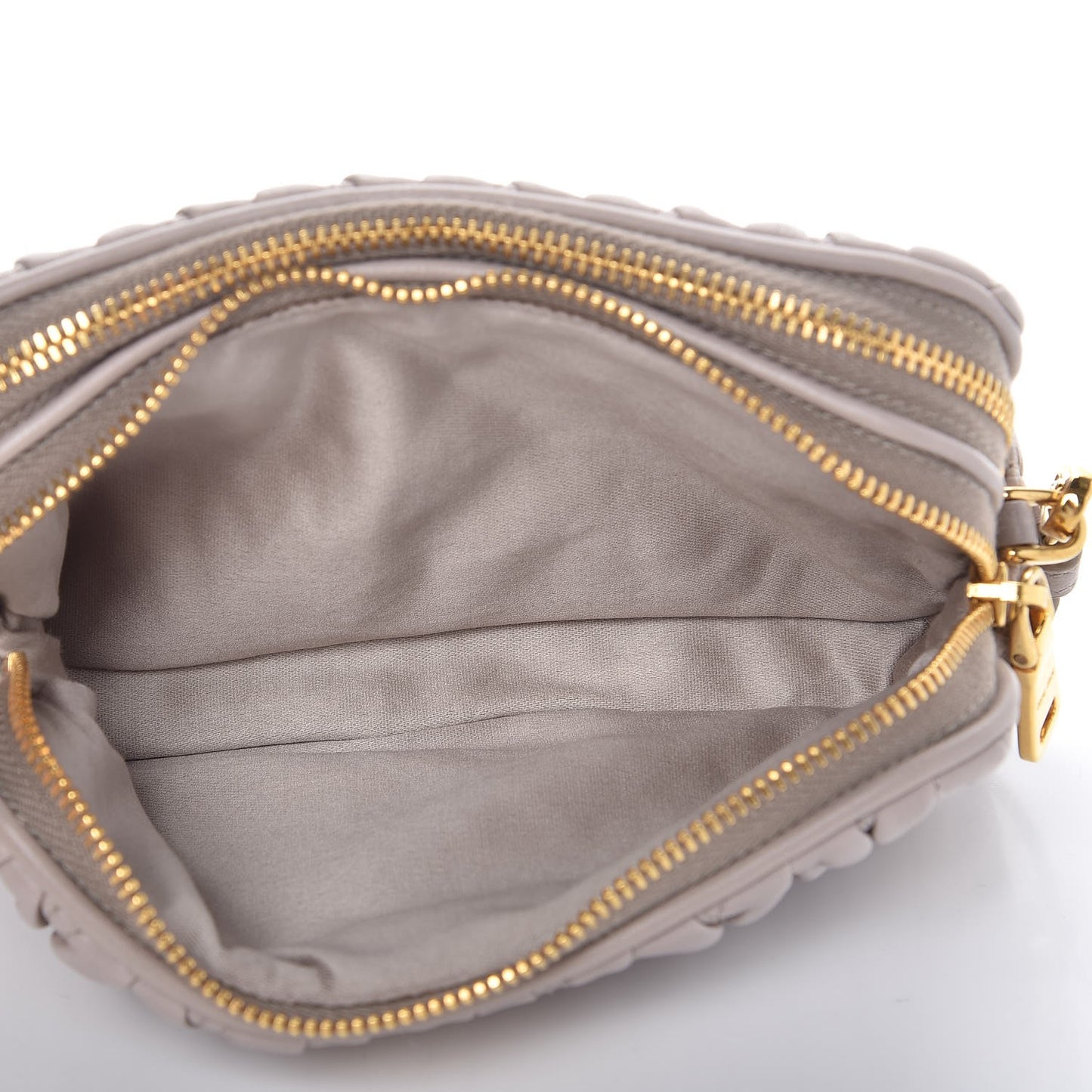 Nappa Matelasse Double Zip Pochette Clutch Pomice